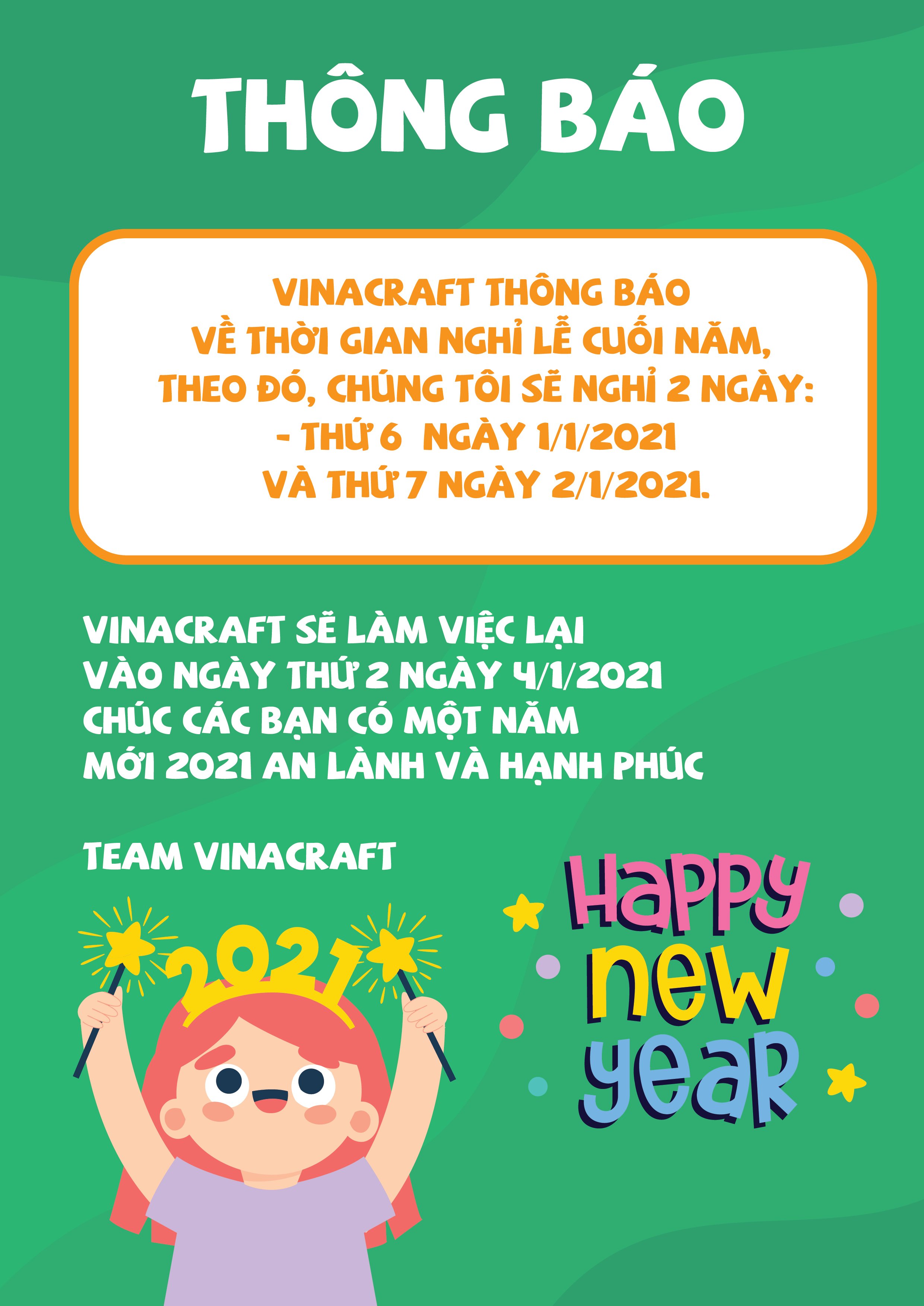 Thông báo nghỉ Tết Dương Lịch
